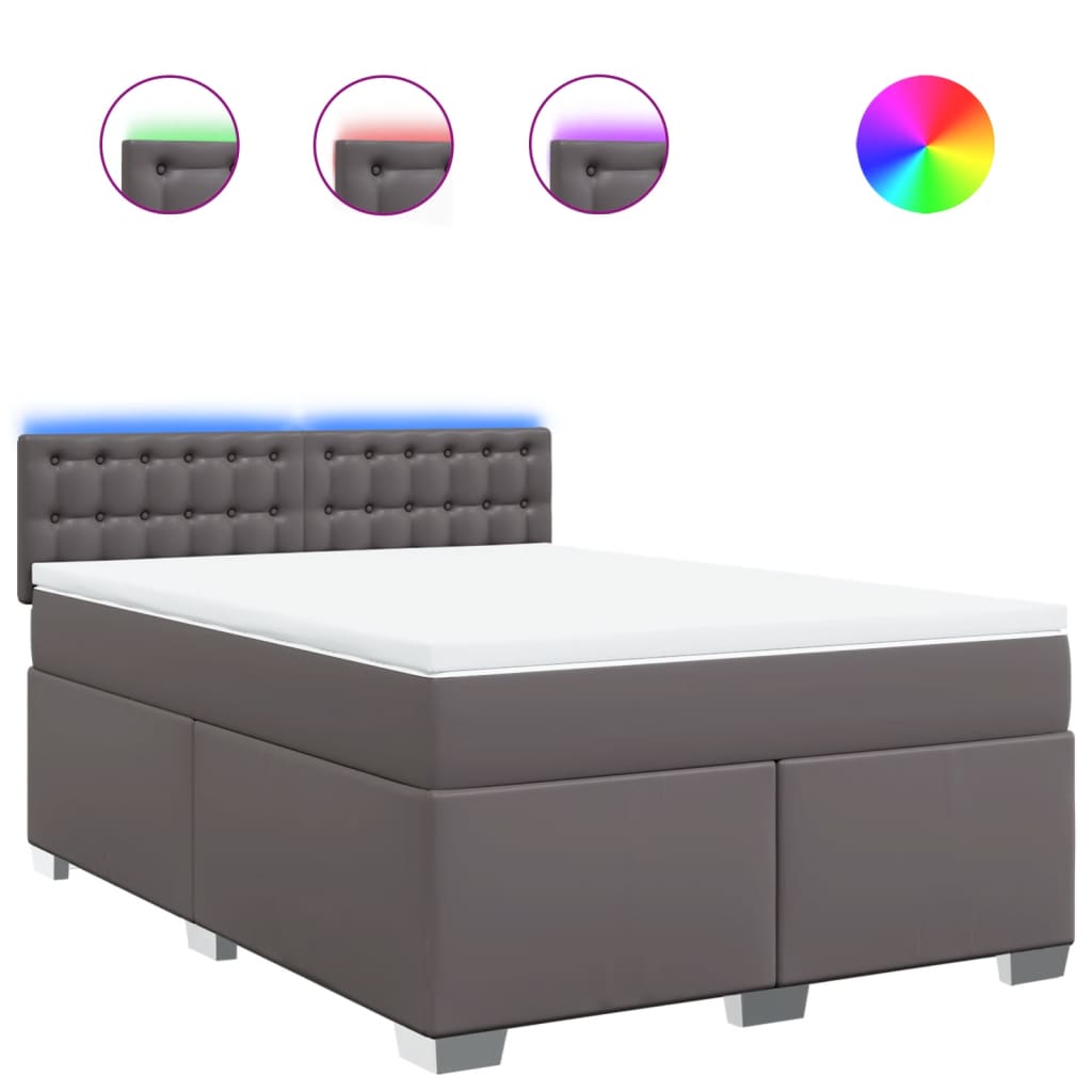 Boxspring met matras kunstleer grijs 160x200 cm is nu te koop bij PeponiXL, paradijselijk wonen!