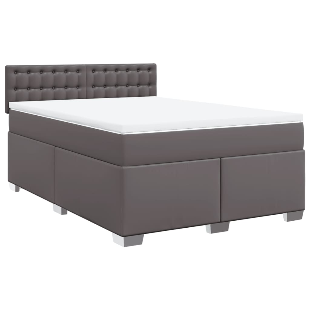 Boxspring met matras kunstleer grijs 160x200 cm is nu te koop bij PeponiXL, paradijselijk wonen!