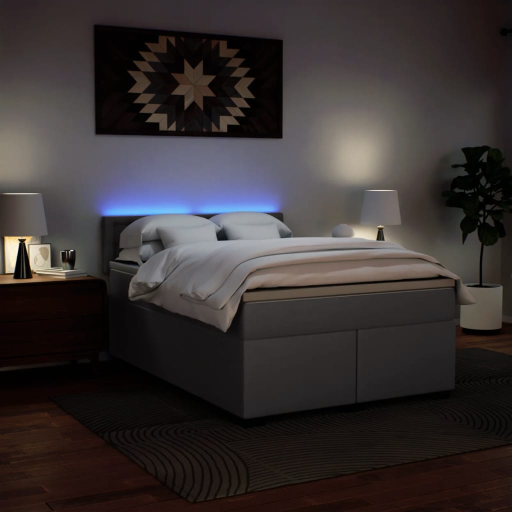Boxspring met matras kunstleer grijs 160x200 cm is nu te koop bij PeponiXL, paradijselijk wonen!