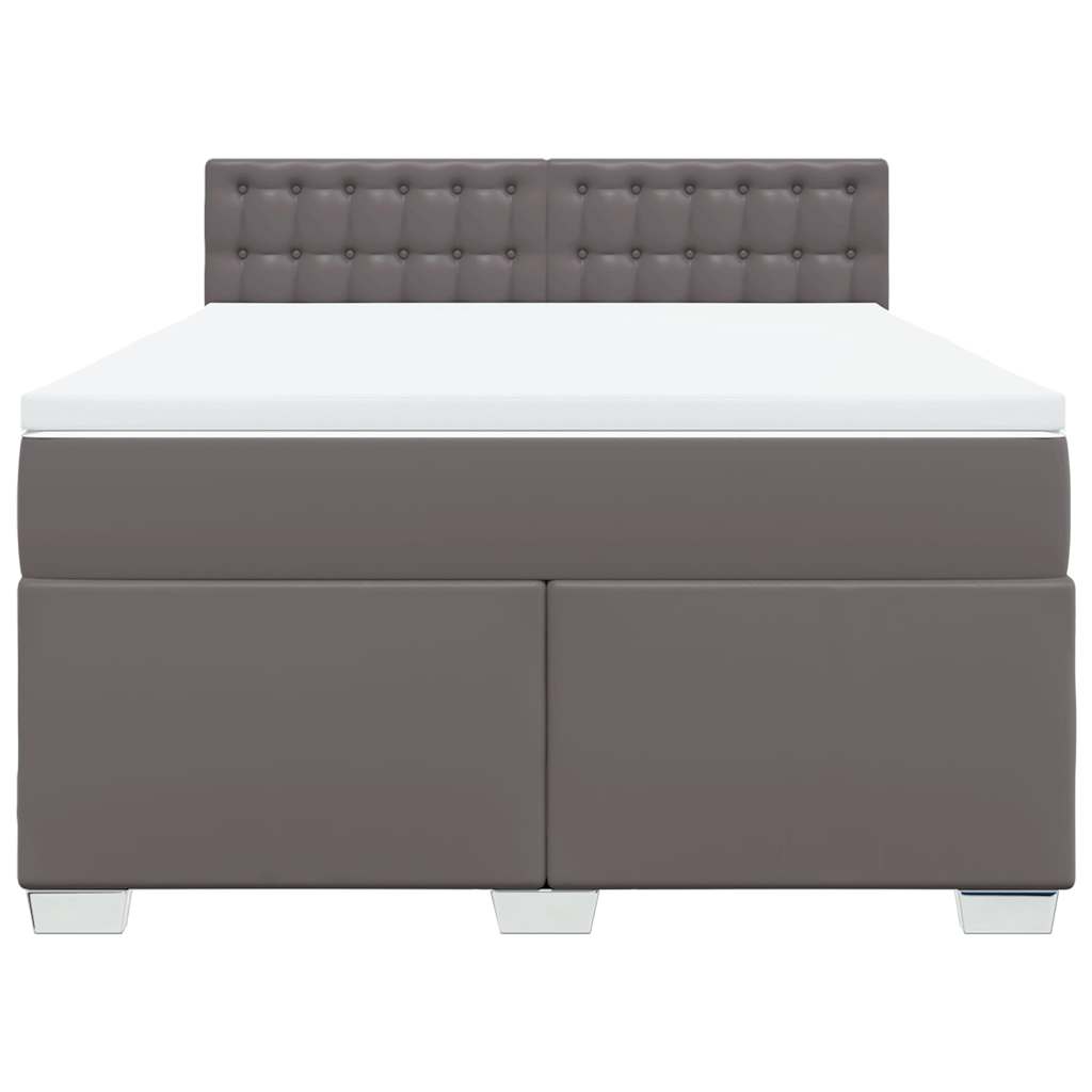 Boxspring met matras kunstleer grijs 160x200 cm is nu te koop bij PeponiXL, paradijselijk wonen!