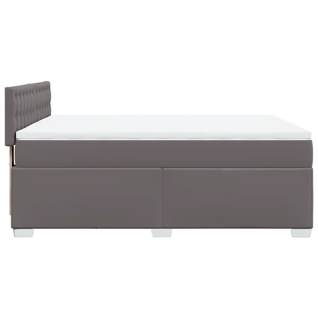 Boxspring met matras kunstleer grijs 160x200 cm is nu te koop bij PeponiXL, paradijselijk wonen!