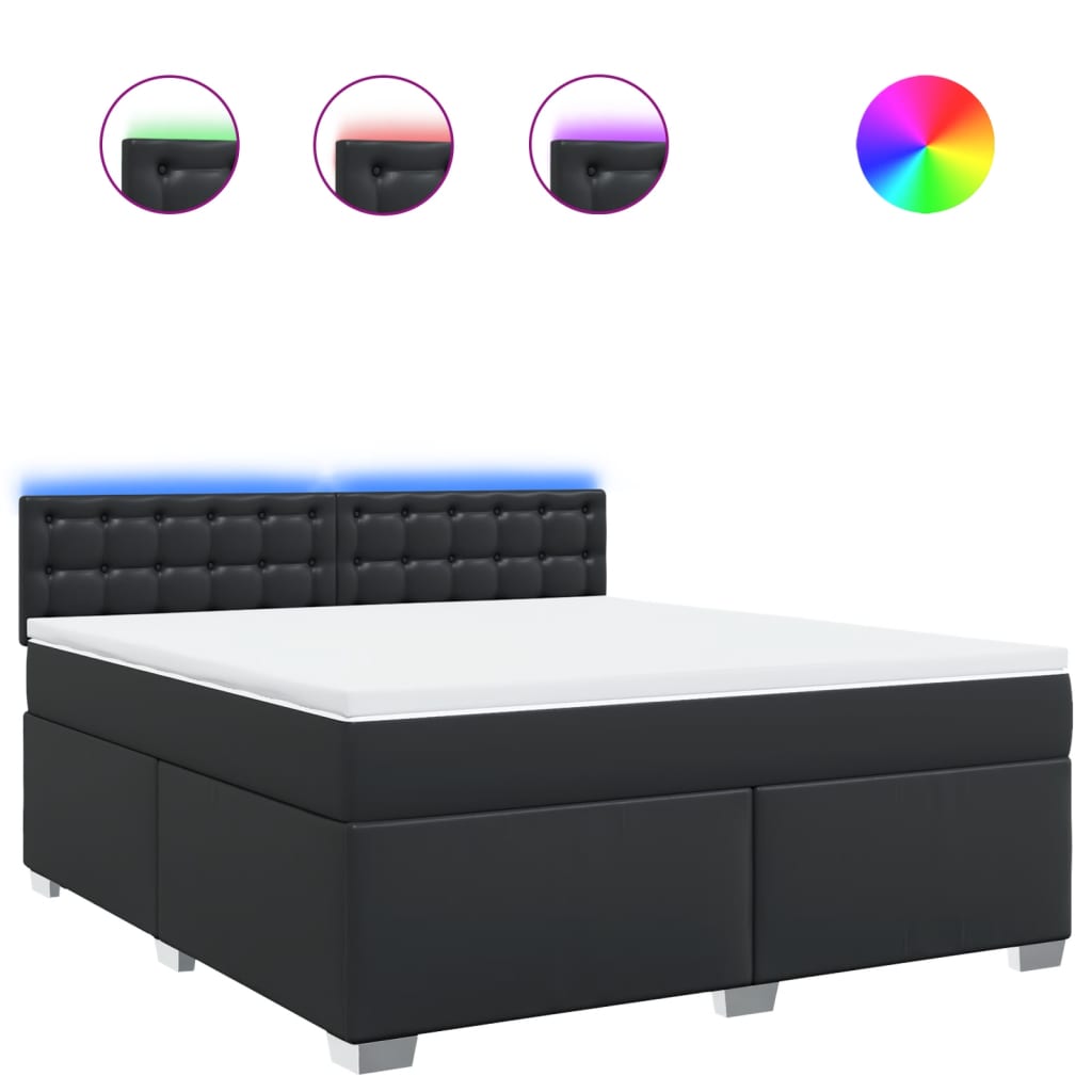 Boxspring met matras kunstleer zwart 180x200 cm is nu te koop bij PeponiXL, paradijselijk wonen!