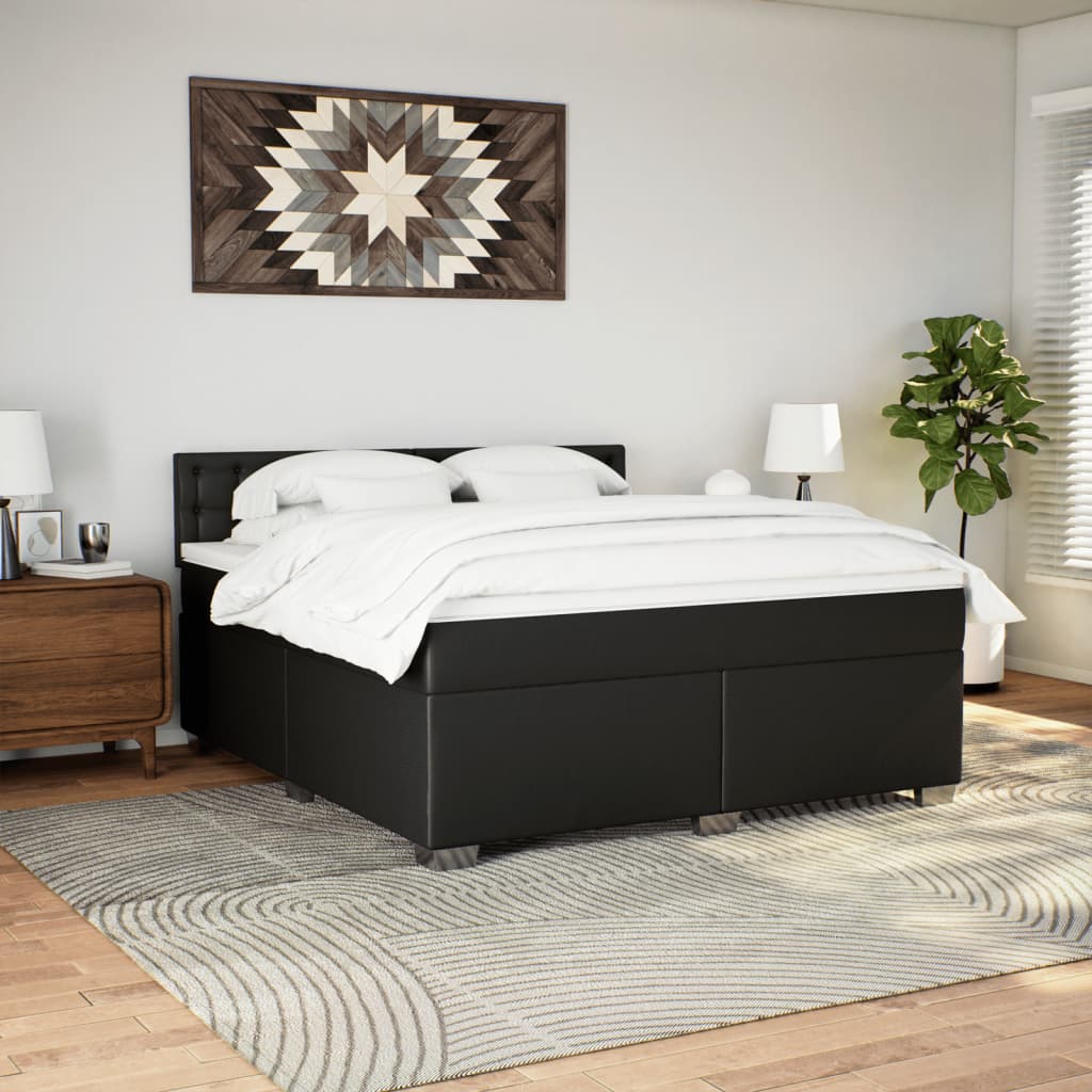 Boxspring met matras kunstleer zwart 180x200 cm is nu te koop bij PeponiXL, paradijselijk wonen!
