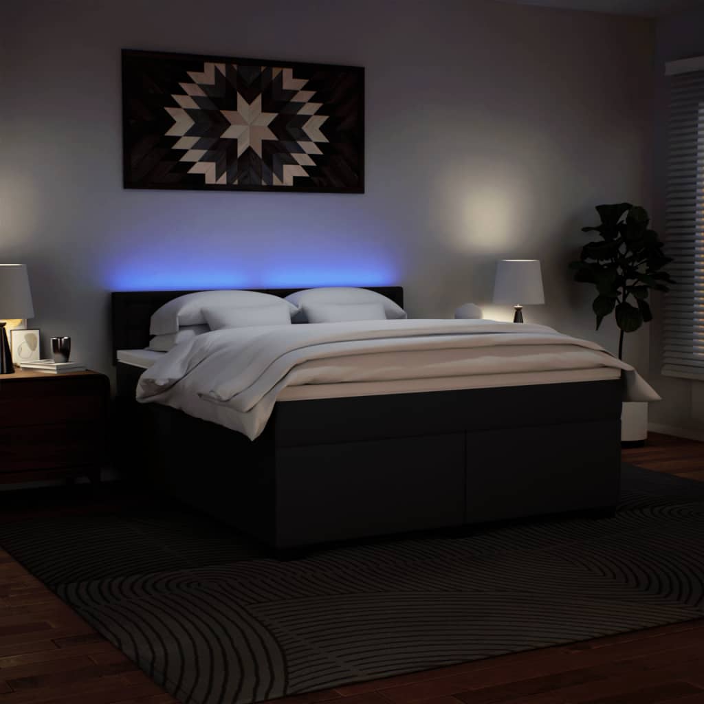 Boxspring met matras kunstleer zwart 180x200 cm is nu te koop bij PeponiXL, paradijselijk wonen!