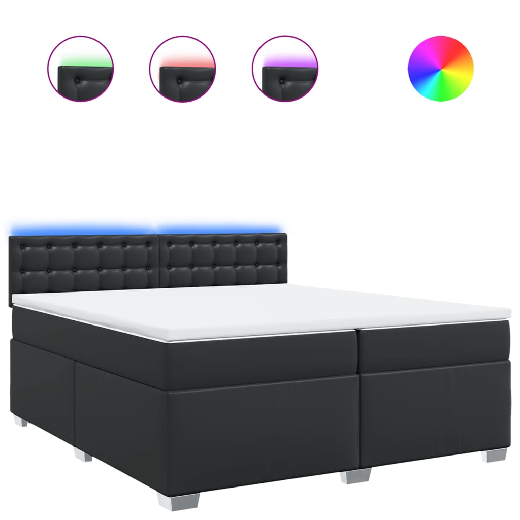 Boxspring met matras kunstleer zwart 200x200 cm is nu te koop bij PeponiXL, paradijselijk wonen!