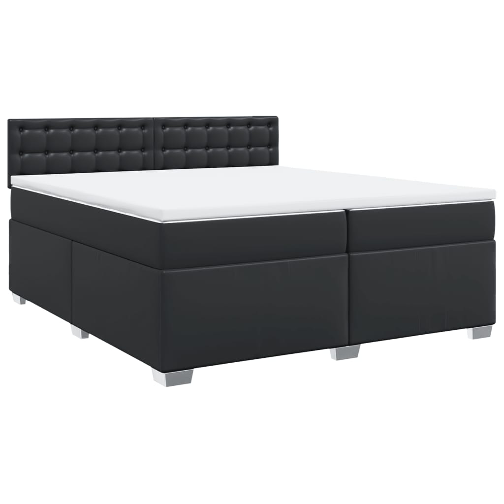 Boxspring met matras kunstleer zwart 200x200 cm is nu te koop bij PeponiXL, paradijselijk wonen!