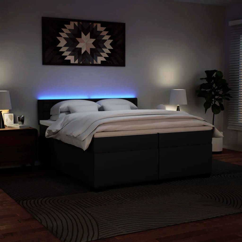 Boxspring met matras kunstleer zwart 200x200 cm is nu te koop bij PeponiXL, paradijselijk wonen!
