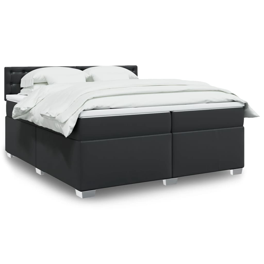 Boxspring met matras kunstleer zwart 200x200 cm is nu te koop bij PeponiXL, paradijselijk wonen!