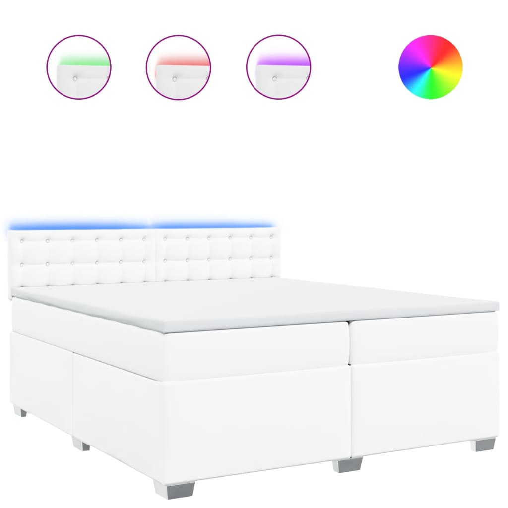 Boxspring met matras kunstleer wit 200x200 cm is nu te koop bij PeponiXL, paradijselijk wonen!