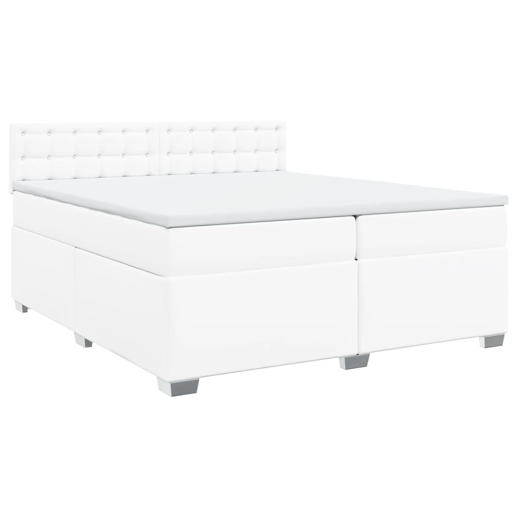 Boxspring met matras kunstleer wit 200x200 cm is nu te koop bij PeponiXL, paradijselijk wonen!