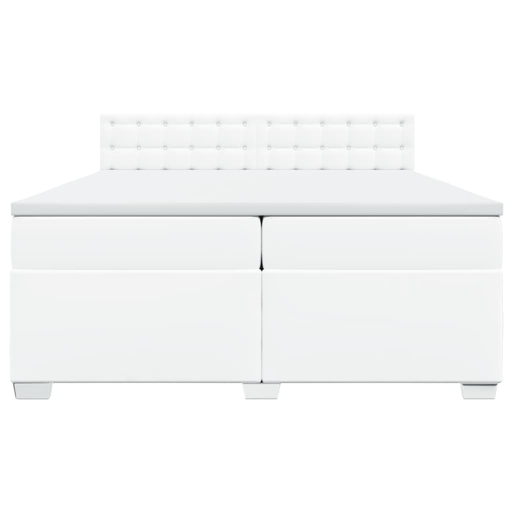 Boxspring met matras kunstleer wit 200x200 cm is nu te koop bij PeponiXL, paradijselijk wonen!