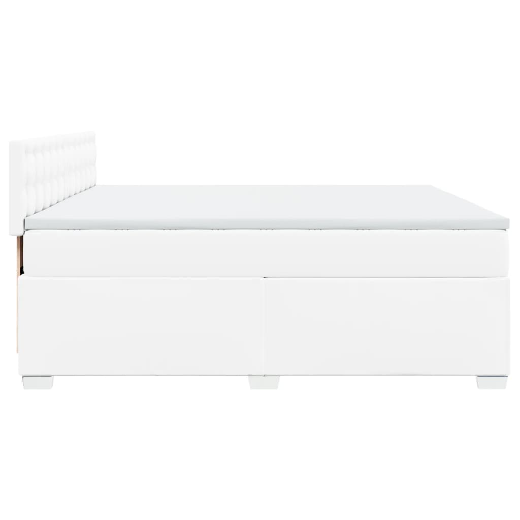 Boxspring met matras kunstleer wit 200x200 cm is nu te koop bij PeponiXL, paradijselijk wonen!