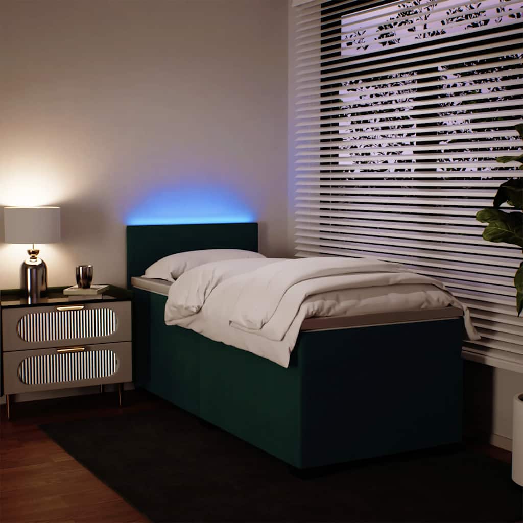 Boxspring met matras fluweel donkergroen 80x200 cm is nu te koop bij PeponiXL, paradijselijk wonen!