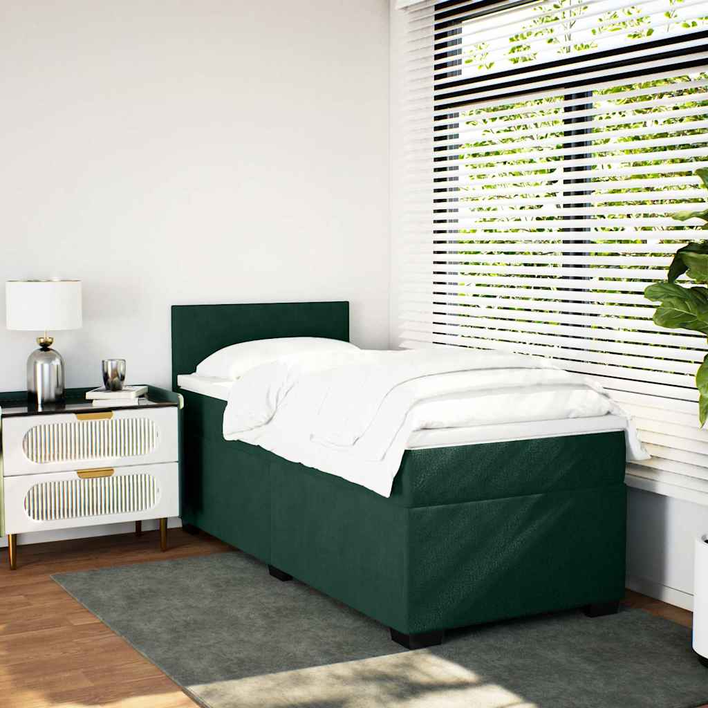 Boxspring met matras fluweel donkergroen 80x200 cm is nu te koop bij PeponiXL, paradijselijk wonen!