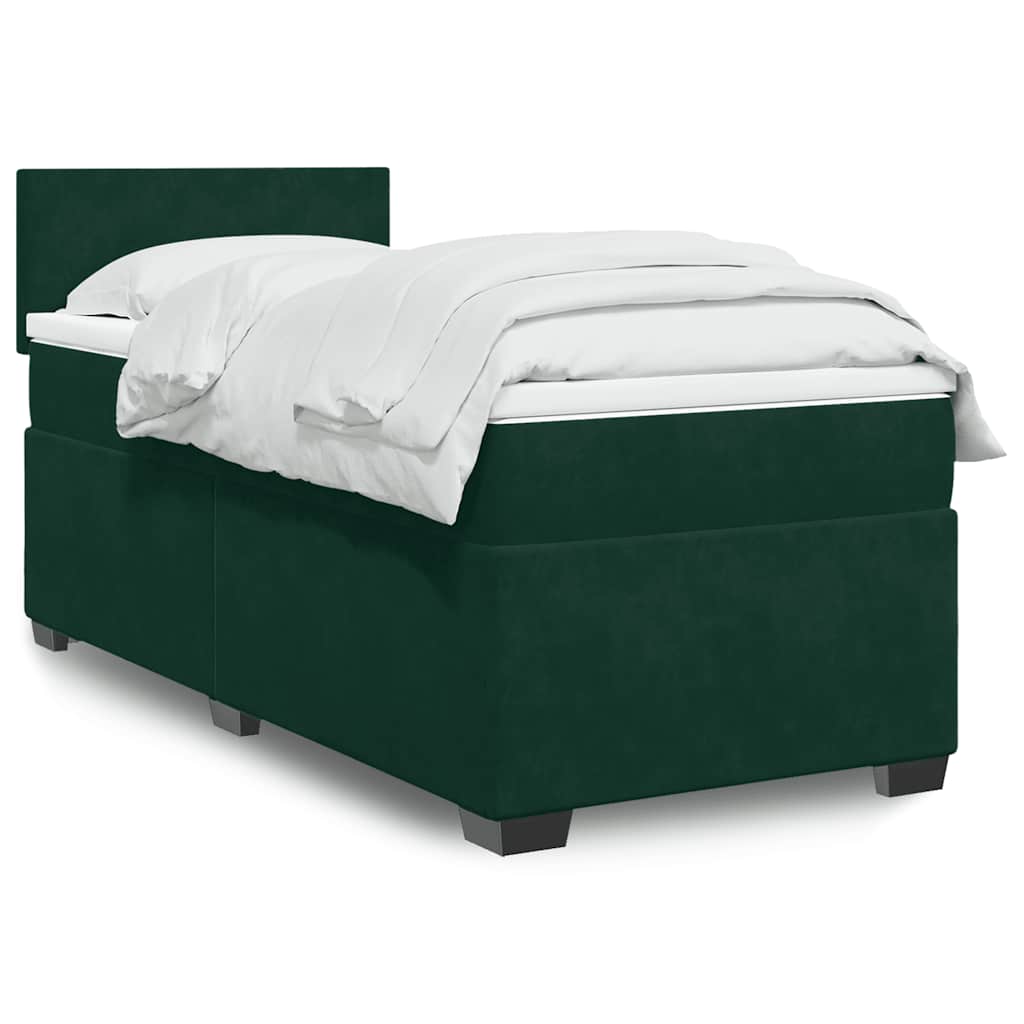 Boxspring met matras fluweel donkergroen 80x200 cm is nu te koop bij PeponiXL, paradijselijk wonen!