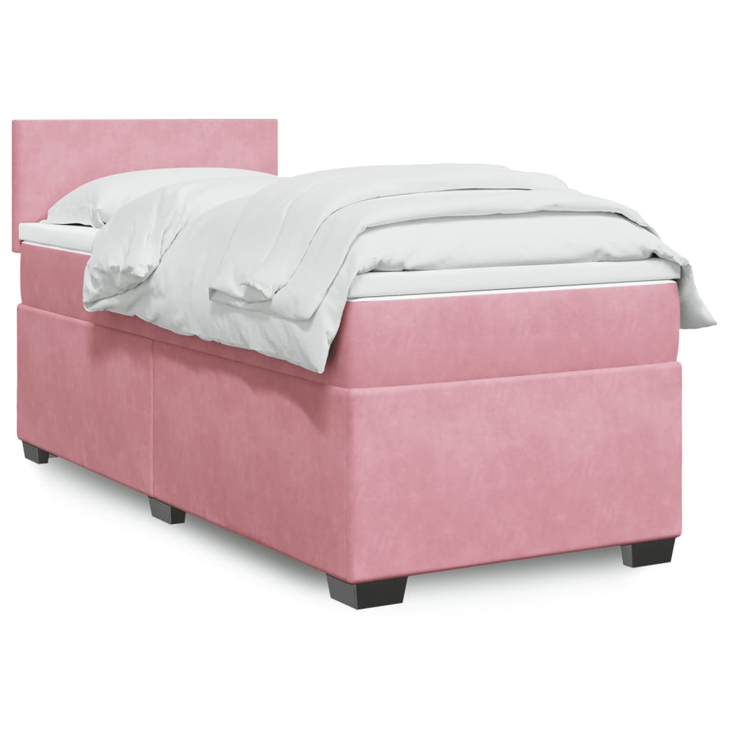 Boxspring met matras fluweel roze 80x200 cm is nu te koop bij PeponiXL, paradijselijk wonen!
