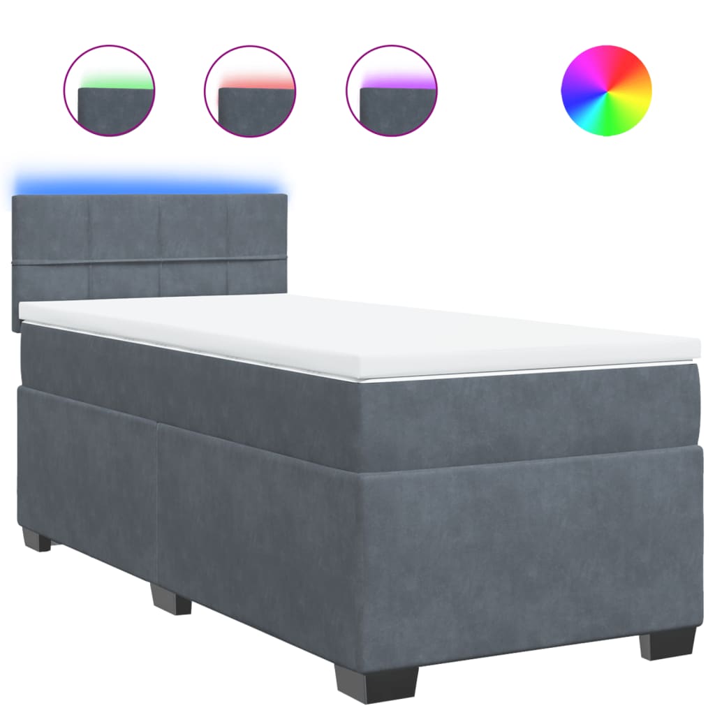 Boxspring met matras fluweel donkergrijs 80x200 cm is nu te koop bij PeponiXL, paradijselijk wonen!