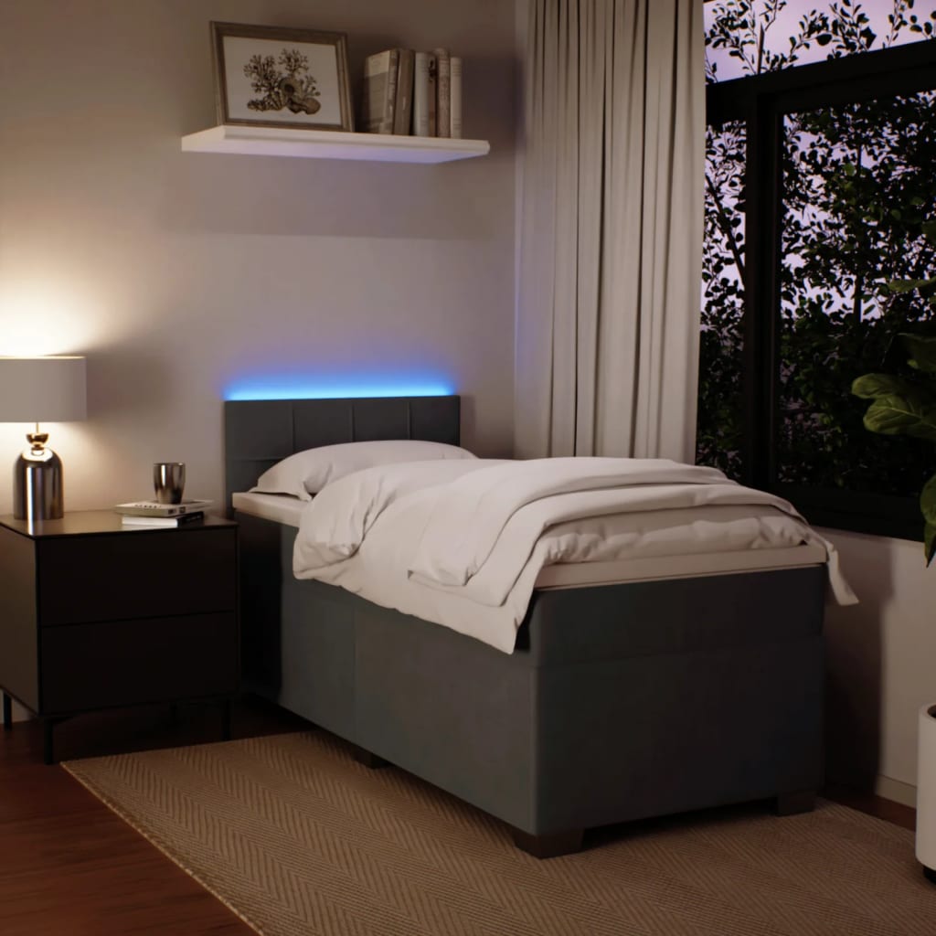 Boxspring met matras fluweel donkergrijs 80x200 cm is nu te koop bij PeponiXL, paradijselijk wonen!