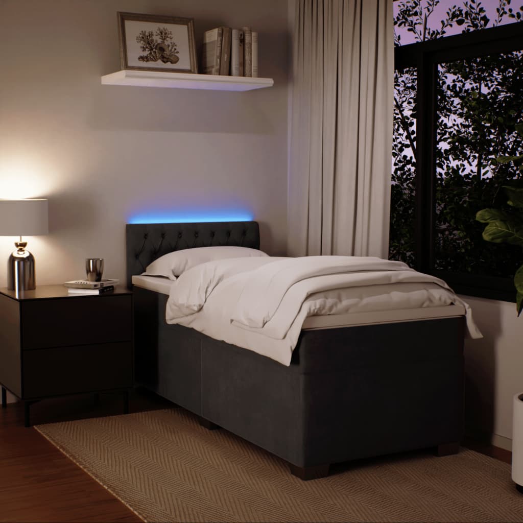 Boxspring met matras fluweel donkergrijs 80x200 cm is nu te koop bij PeponiXL, paradijselijk wonen!