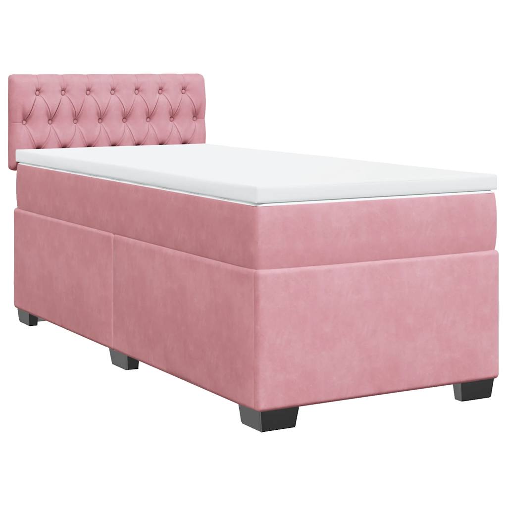 Boxspring met matras fluweel roze 80x200 cm is nu te koop bij PeponiXL, paradijselijk wonen!