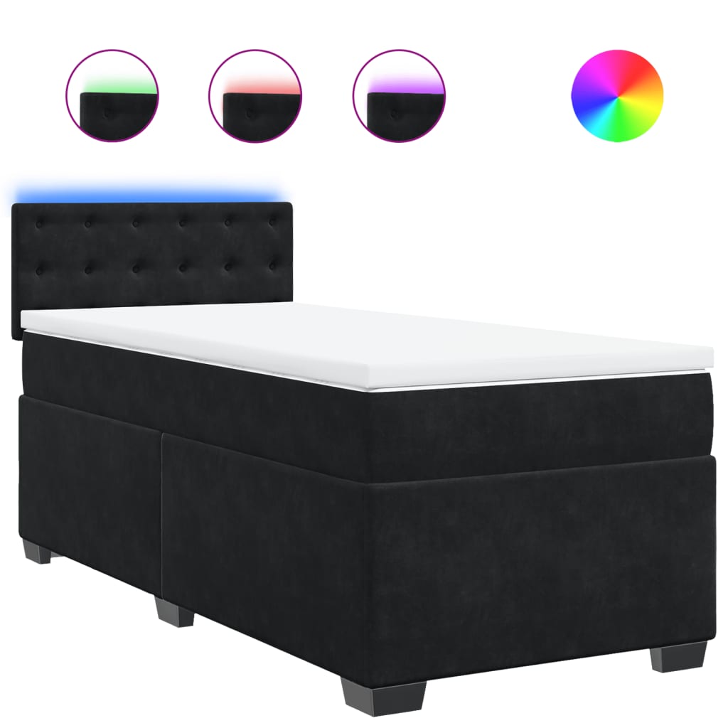Boxspring met matras fluweel zwart 80x200 cm is nu te koop bij PeponiXL, paradijselijk wonen!