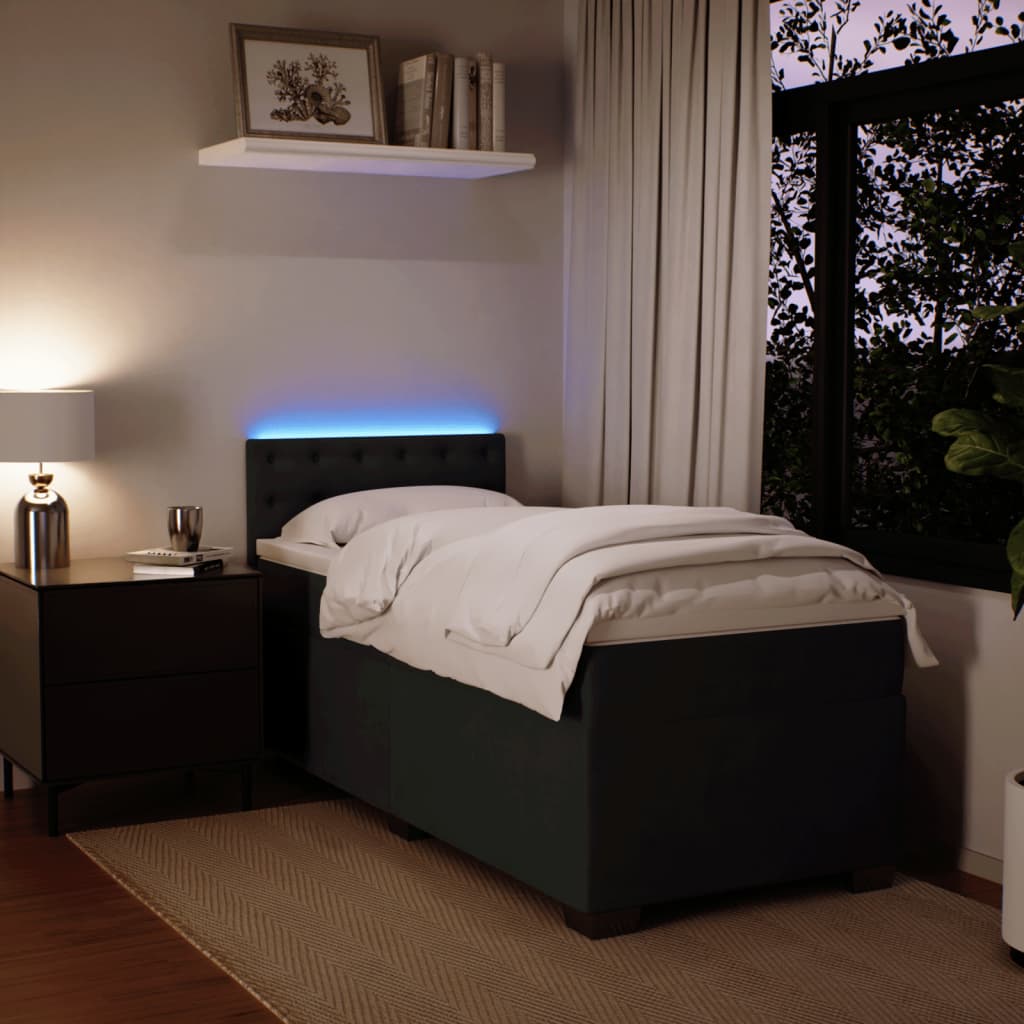 Boxspring met matras fluweel zwart 80x200 cm is nu te koop bij PeponiXL, paradijselijk wonen!