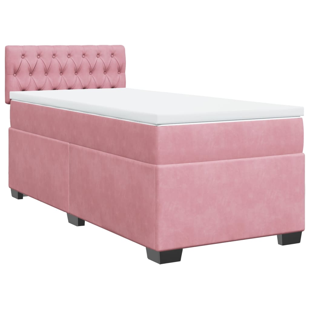 Boxspring met matras fluweel roze 90x190 cm is nu te koop bij PeponiXL, paradijselijk wonen!