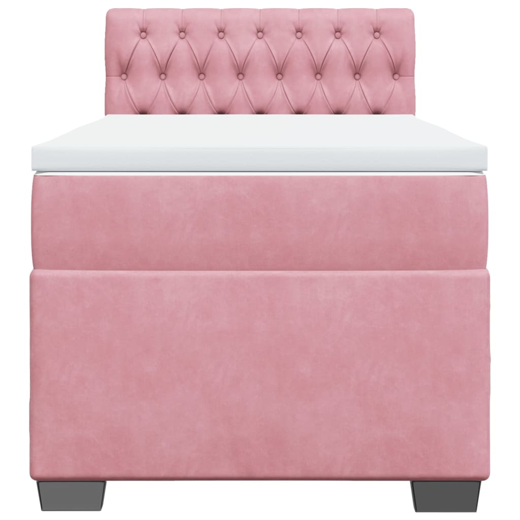 Boxspring met matras fluweel roze 90x190 cm is nu te koop bij PeponiXL, paradijselijk wonen!