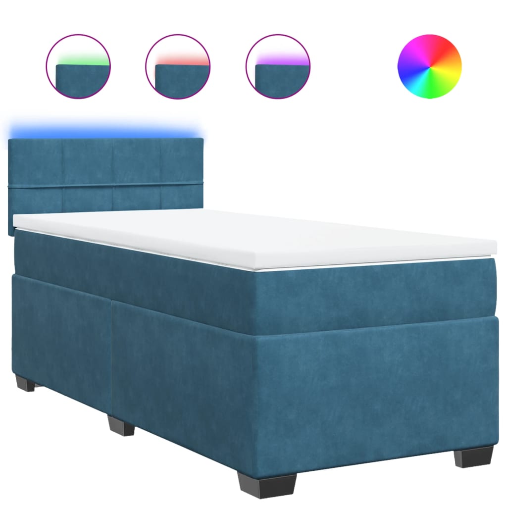 Boxspring met matras fluweel blauw 90x190 cm is nu te koop bij PeponiXL, paradijselijk wonen!