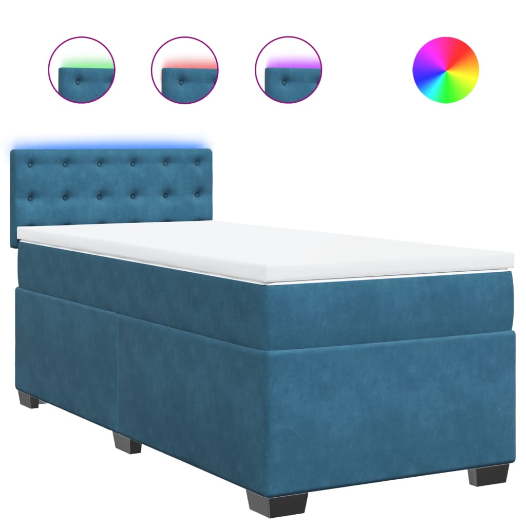 Boxspring met matras fluweel blauw 90x200 cm is nu te koop bij PeponiXL, paradijselijk wonen!