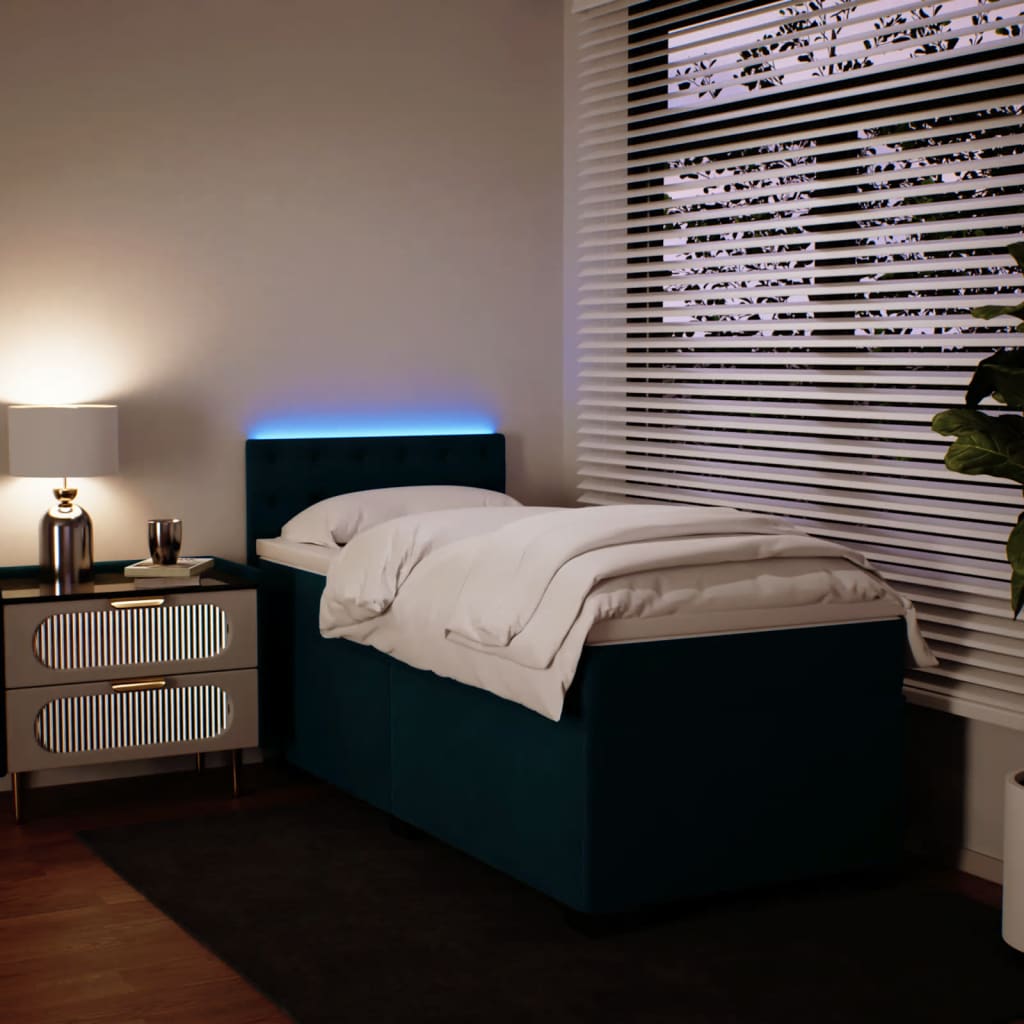 Boxspring met matras fluweel blauw 90x200 cm is nu te koop bij PeponiXL, paradijselijk wonen!