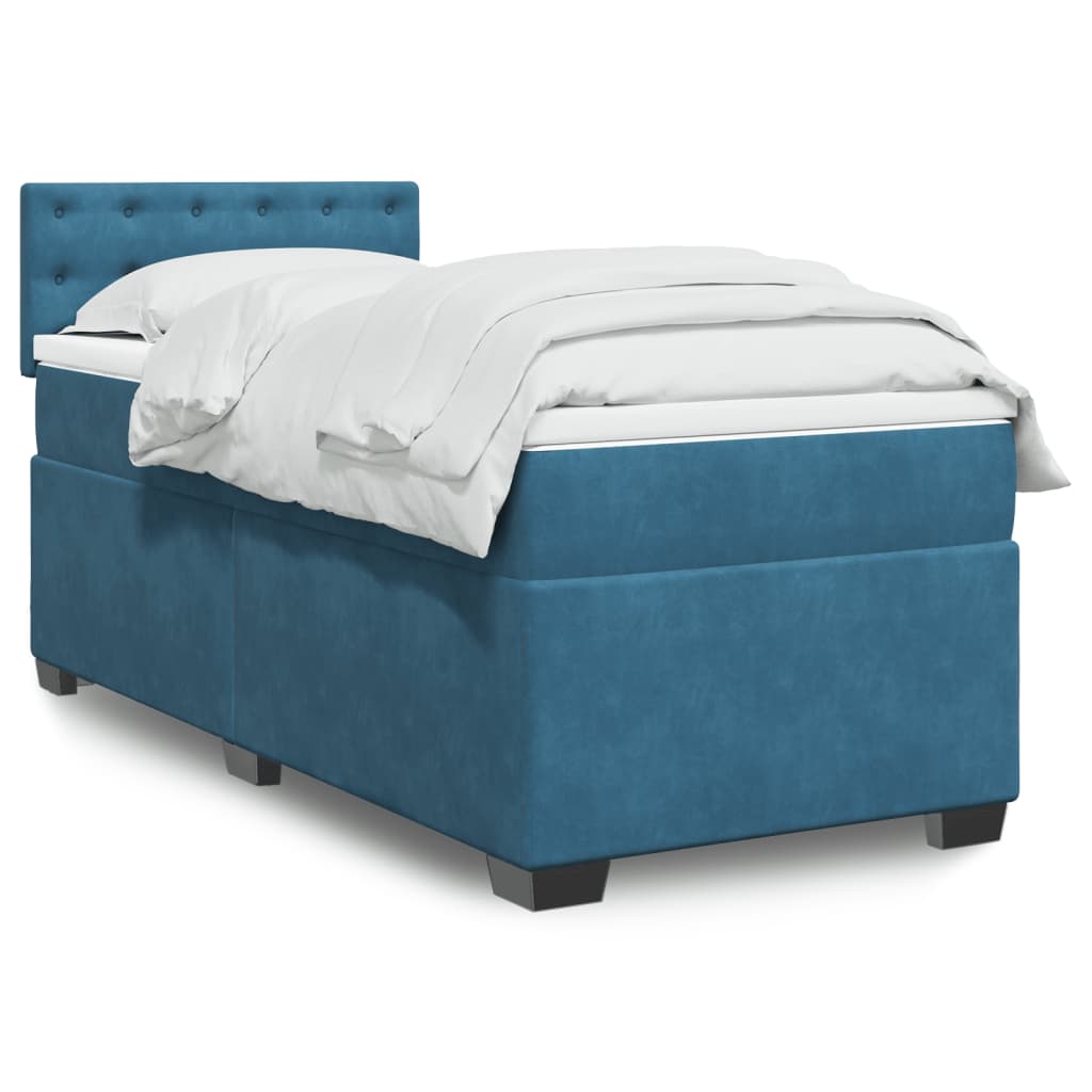 Boxspring met matras fluweel blauw 90x200 cm is nu te koop bij PeponiXL, paradijselijk wonen!