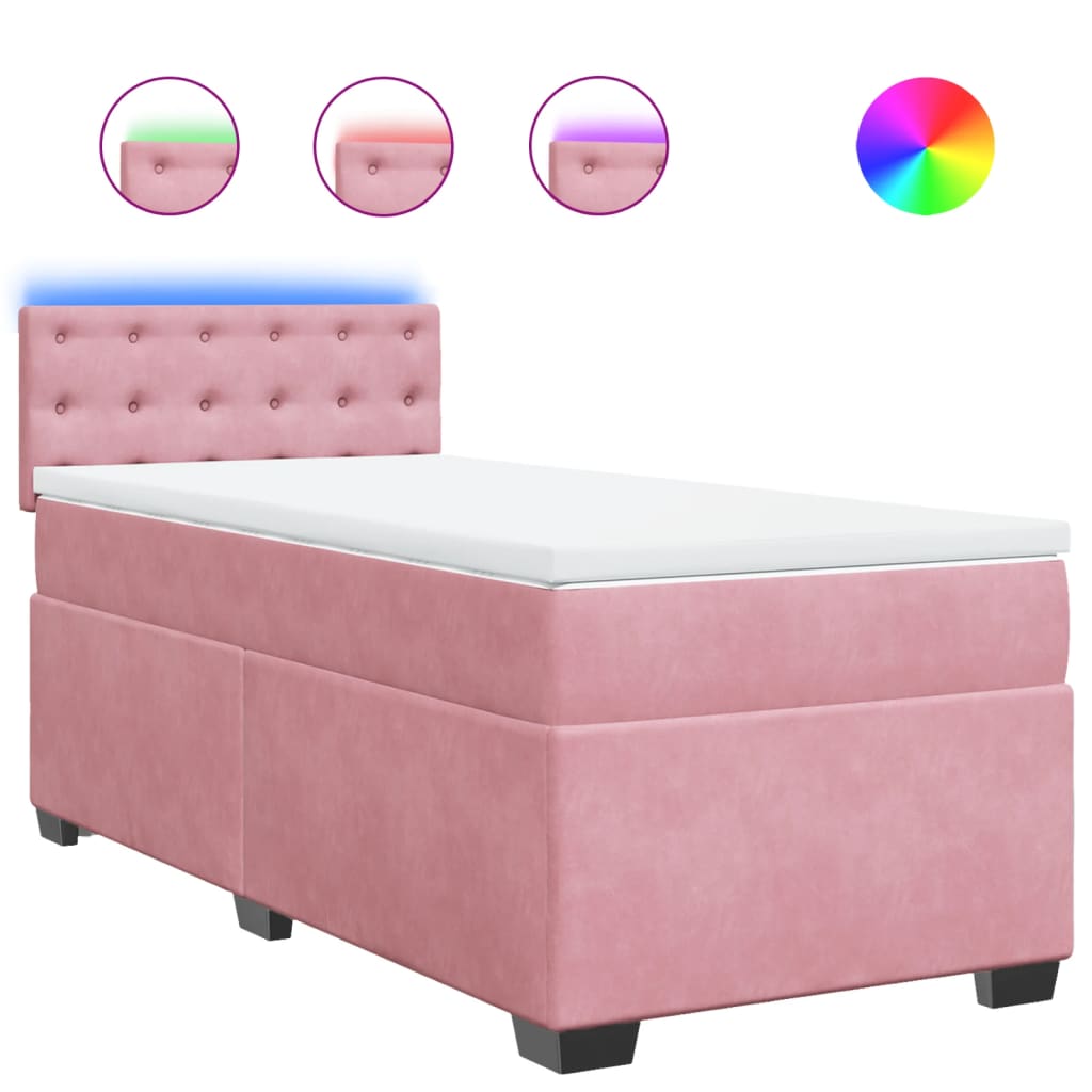 Boxspring met matras fluweel roze 90x200 cm is nu te koop bij PeponiXL, paradijselijk wonen!