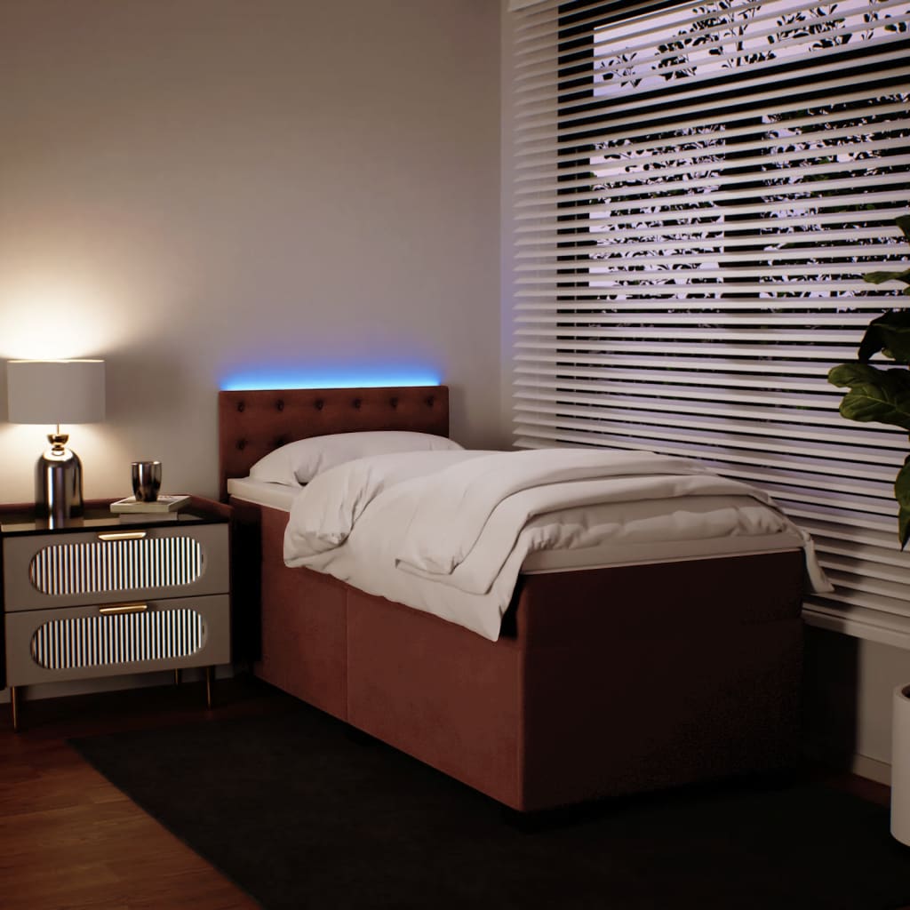 Boxspring met matras fluweel roze 90x200 cm is nu te koop bij PeponiXL, paradijselijk wonen!