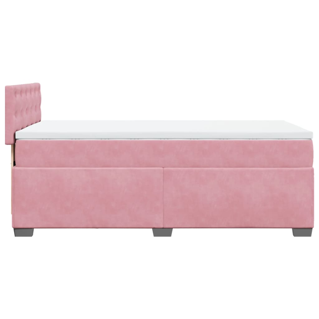 Boxspring met matras fluweel roze 90x200 cm is nu te koop bij PeponiXL, paradijselijk wonen!