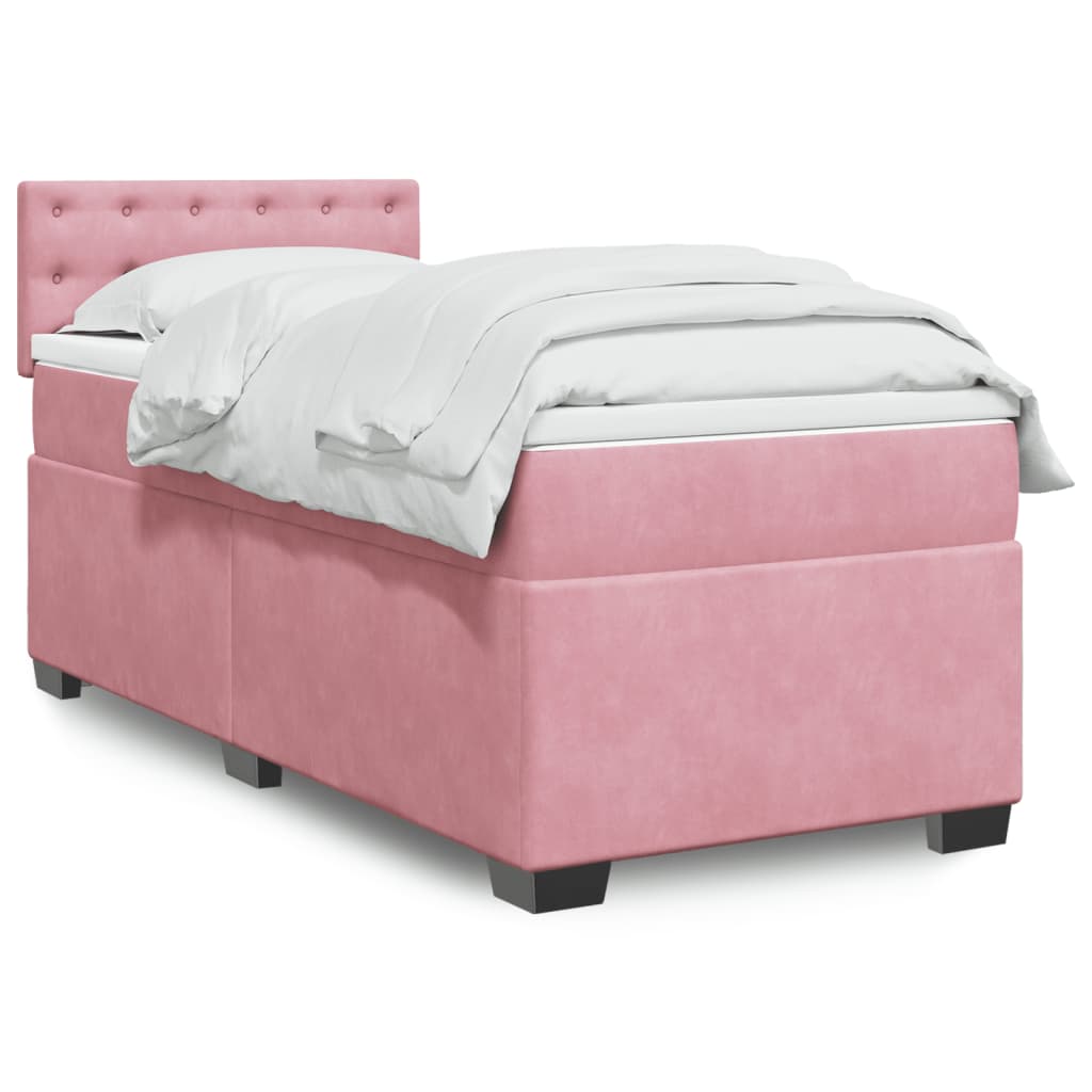 Boxspring met matras fluweel roze 90x200 cm is nu te koop bij PeponiXL, paradijselijk wonen!