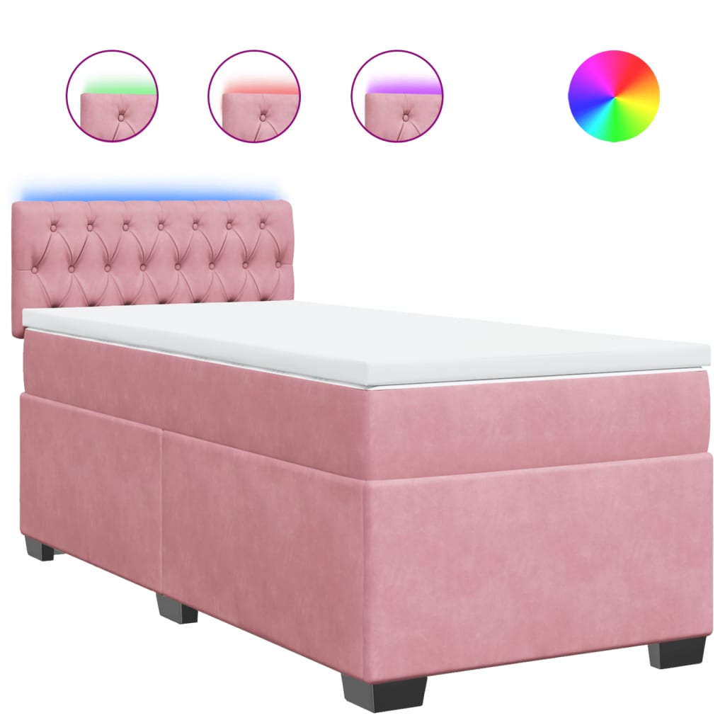 Boxspring met matras fluweel roze 90x200 cm is nu te koop bij PeponiXL, paradijselijk wonen!