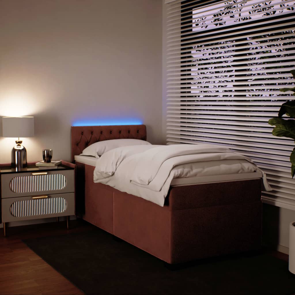 Boxspring met matras fluweel roze 90x200 cm is nu te koop bij PeponiXL, paradijselijk wonen!