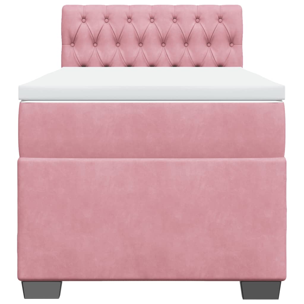 Boxspring met matras fluweel roze 90x200 cm is nu te koop bij PeponiXL, paradijselijk wonen!