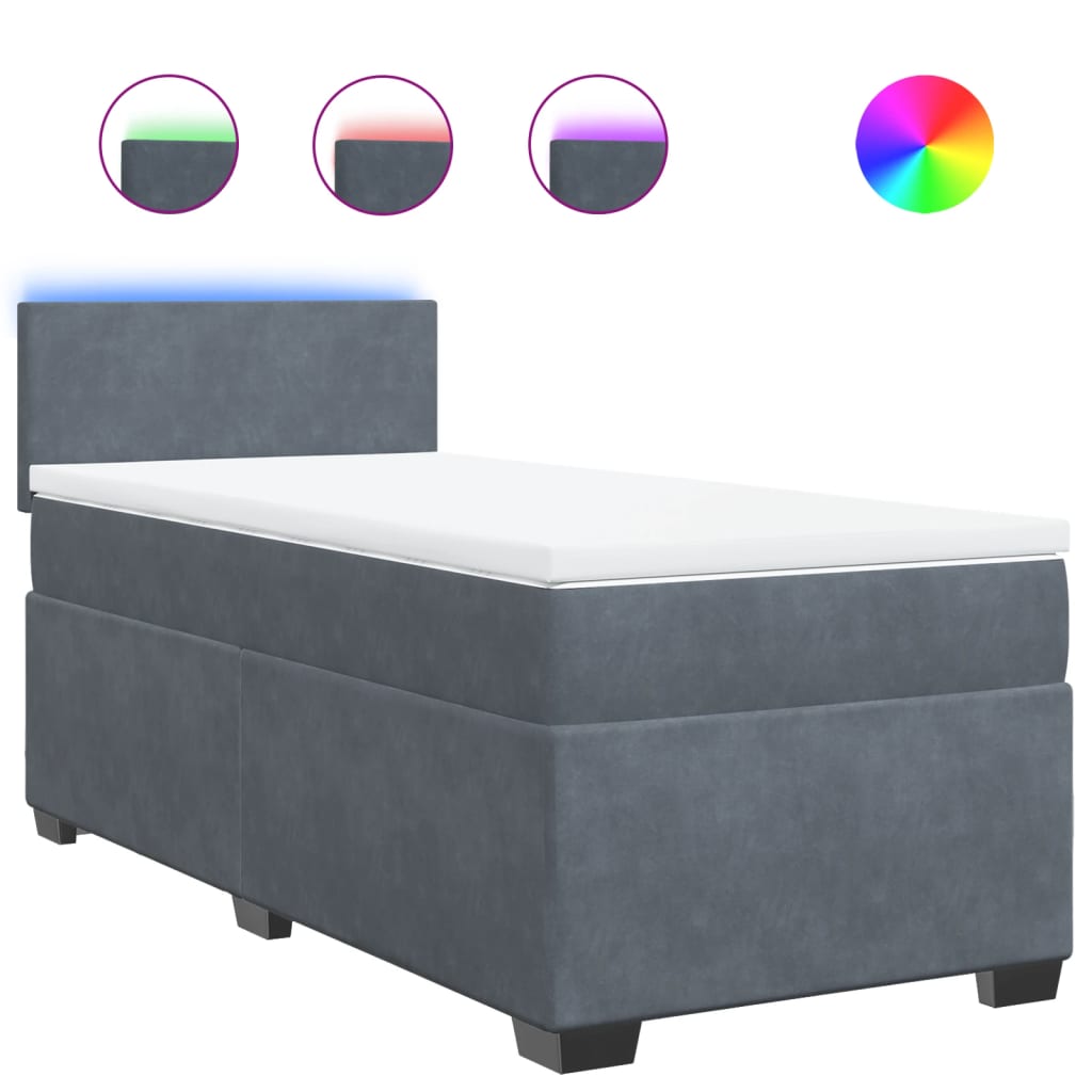 Boxspring met matras fluweel donkergrijs 100x200 cm is nu te koop bij PeponiXL, paradijselijk wonen!