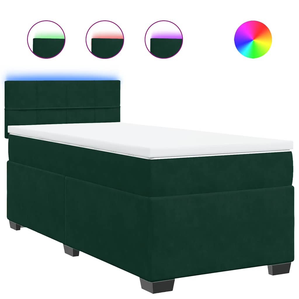 Boxspring met matras fluweel donkergroen 100x200 cm is nu te koop bij PeponiXL, paradijselijk wonen!