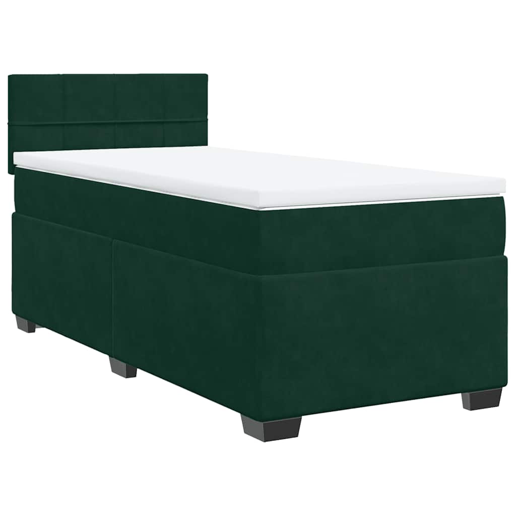 Boxspring met matras fluweel donkergroen 100x200 cm is nu te koop bij PeponiXL, paradijselijk wonen!