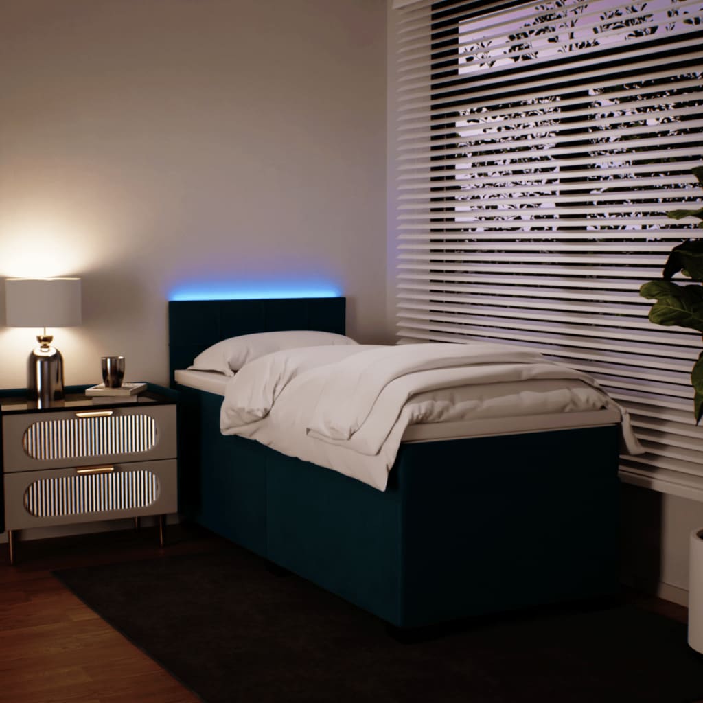 Boxspring met matras fluweel blauw 100x200 cm is nu te koop bij PeponiXL, paradijselijk wonen!
