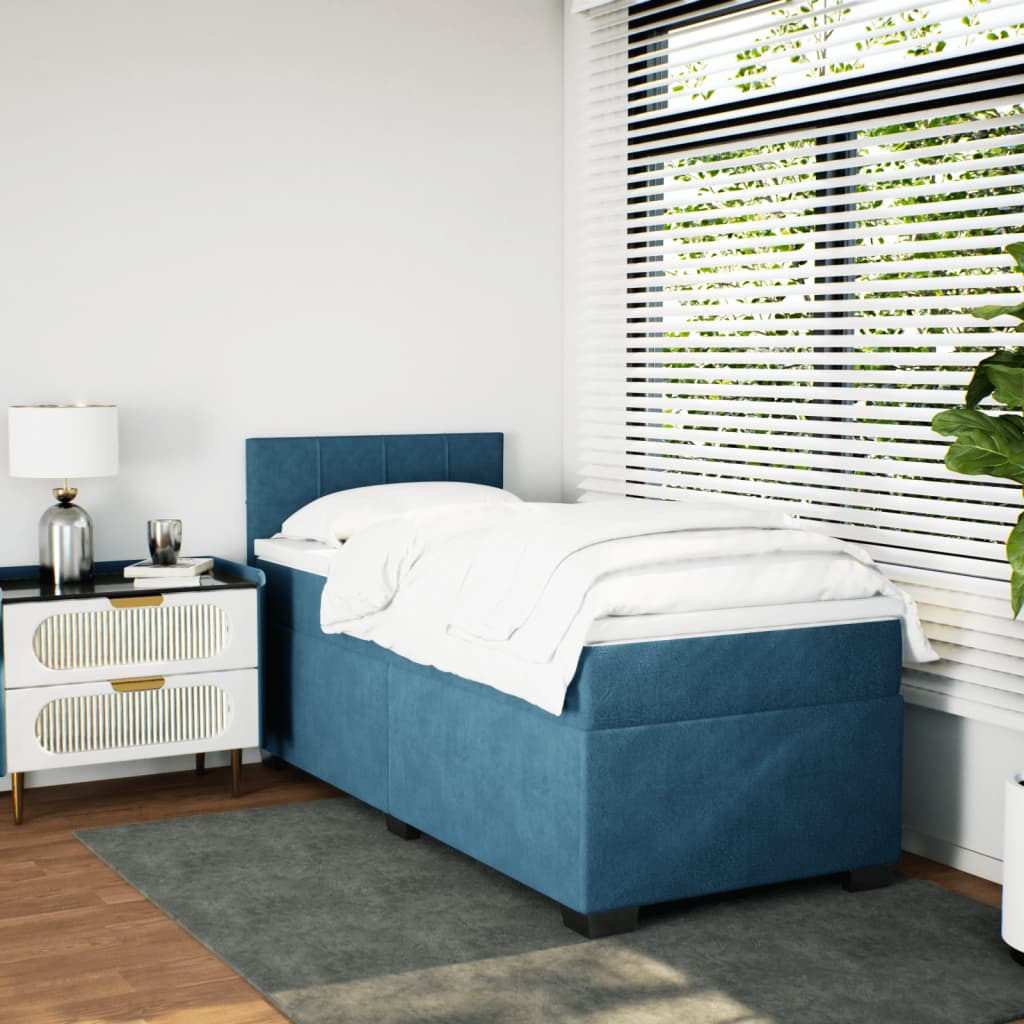 Boxspring met matras fluweel blauw 100x200 cm is nu te koop bij PeponiXL, paradijselijk wonen!