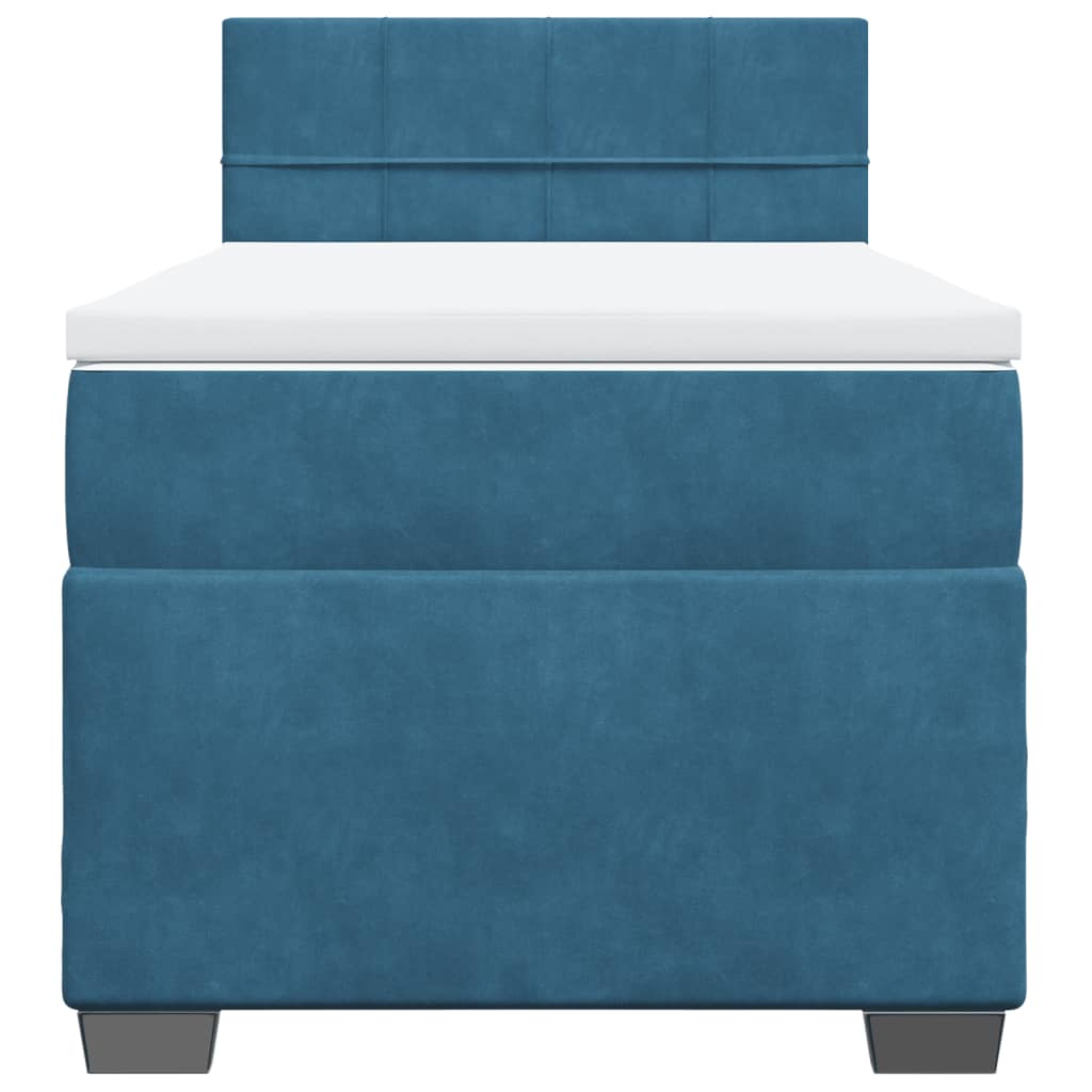 Boxspring met matras fluweel blauw 100x200 cm is nu te koop bij PeponiXL, paradijselijk wonen!