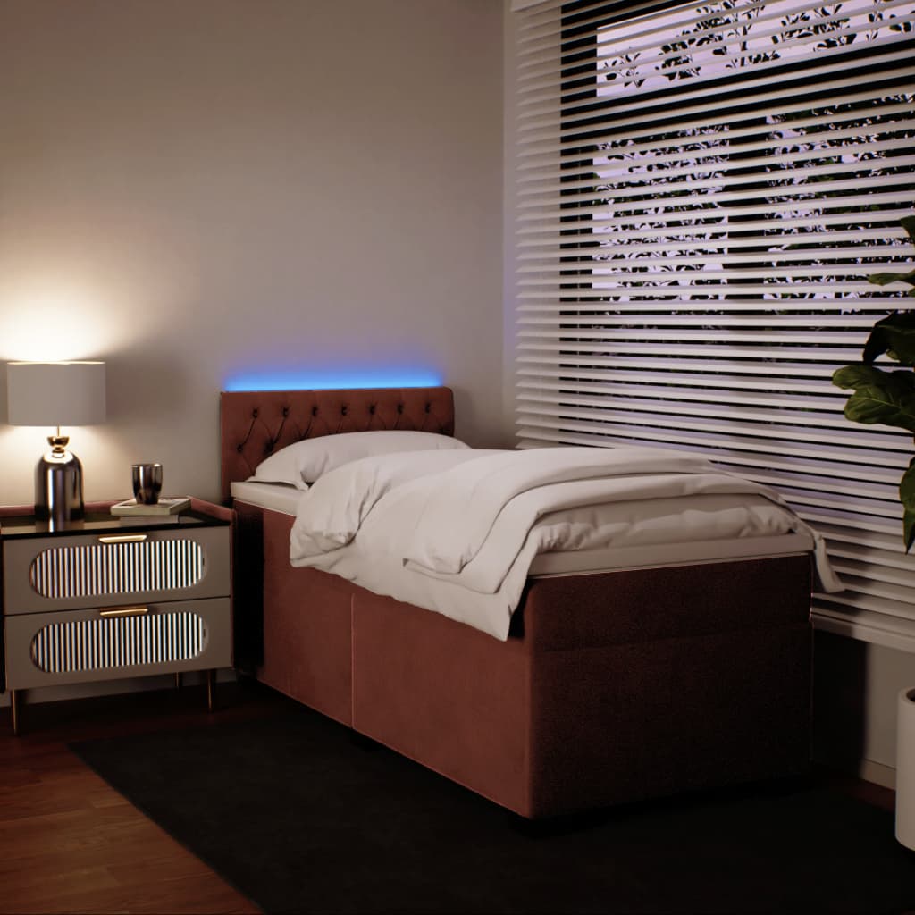 Boxspring met matras fluweel roze 100x200 cm is nu te koop bij PeponiXL, paradijselijk wonen!