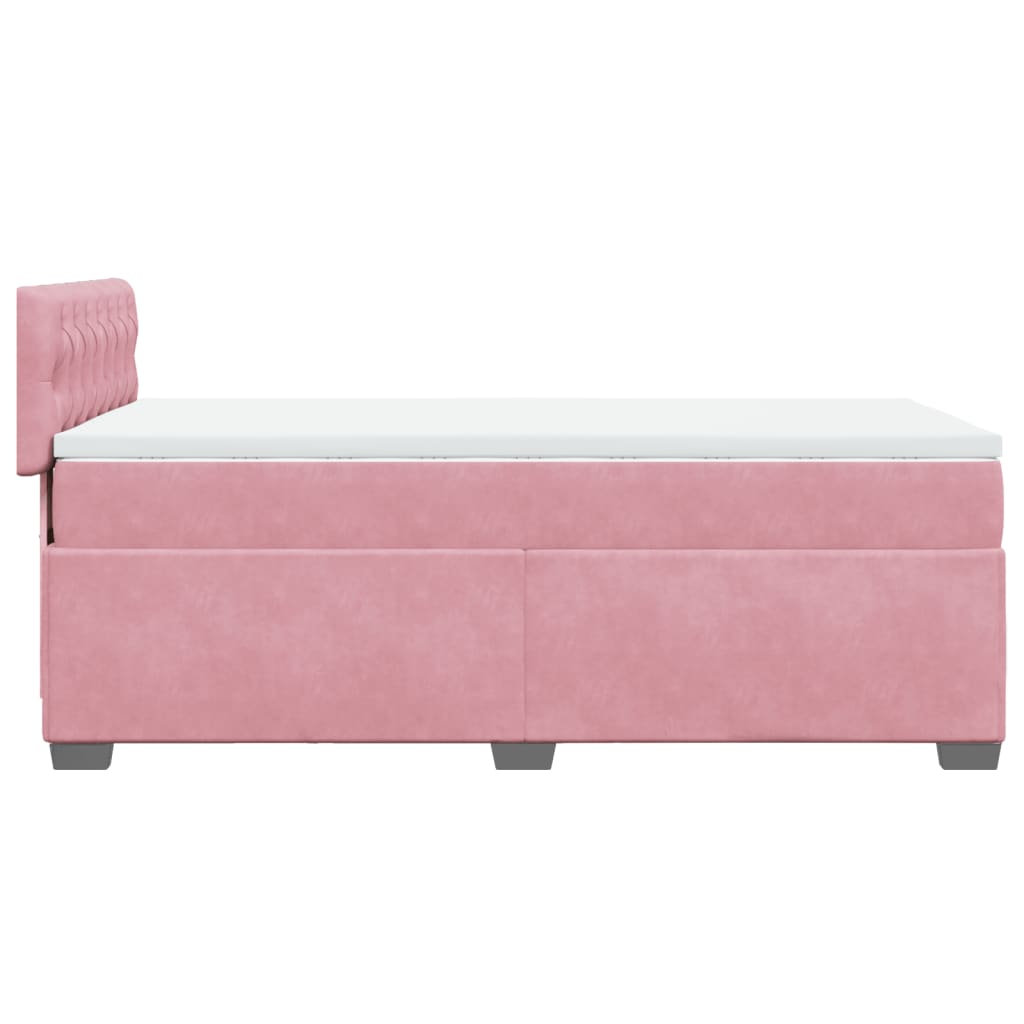 Boxspring met matras fluweel roze 100x200 cm is nu te koop bij PeponiXL, paradijselijk wonen!