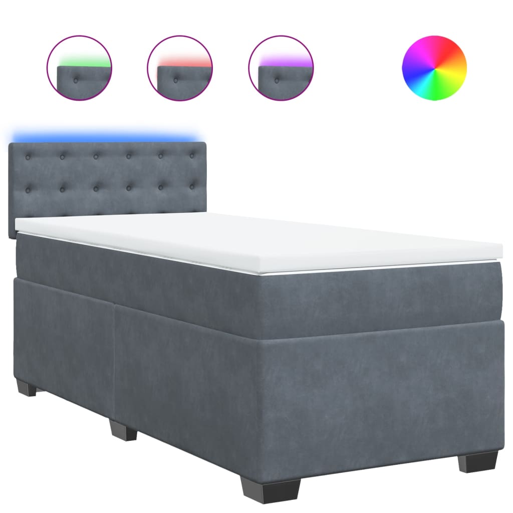 Boxspring met matras fluweel donkergrijs 100x200 cm is nu te koop bij PeponiXL, paradijselijk wonen!