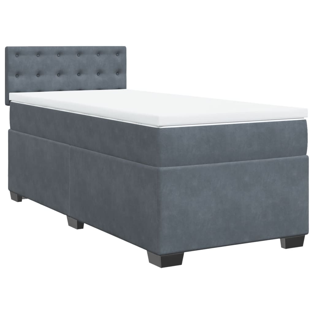 Boxspring met matras fluweel donkergrijs 100x200 cm is nu te koop bij PeponiXL, paradijselijk wonen!