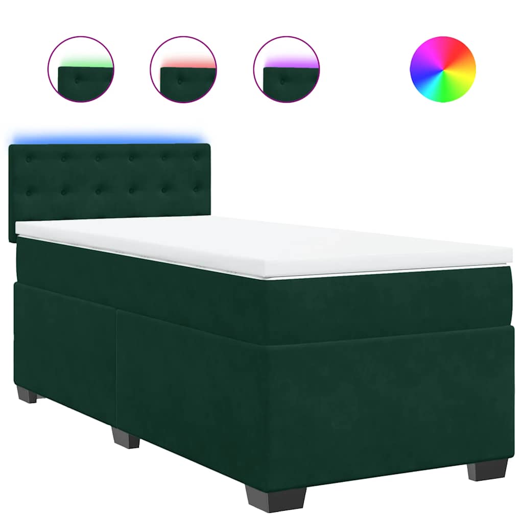 Boxspring met matras fluweel donkergroen 100x200 cm is nu te koop bij PeponiXL, paradijselijk wonen!